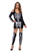 Sexy X-rayed Halloween Off-shoulder Skeleton Dress Costume